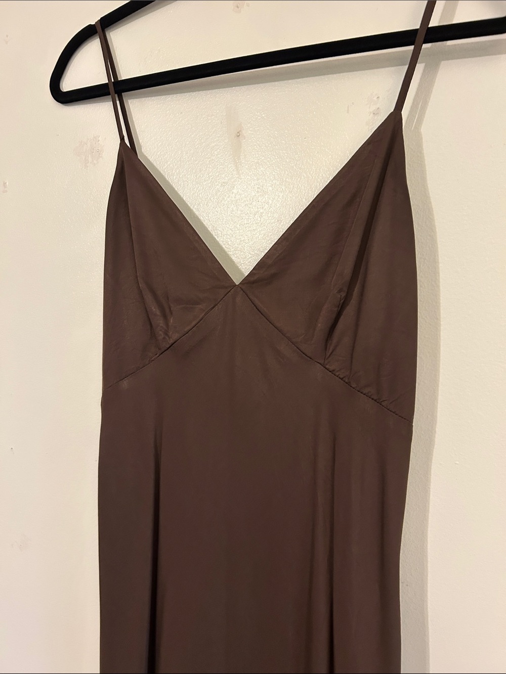 H&M Brown Satin Slip Maxi Dress Size Medium - Picture 3 of 6